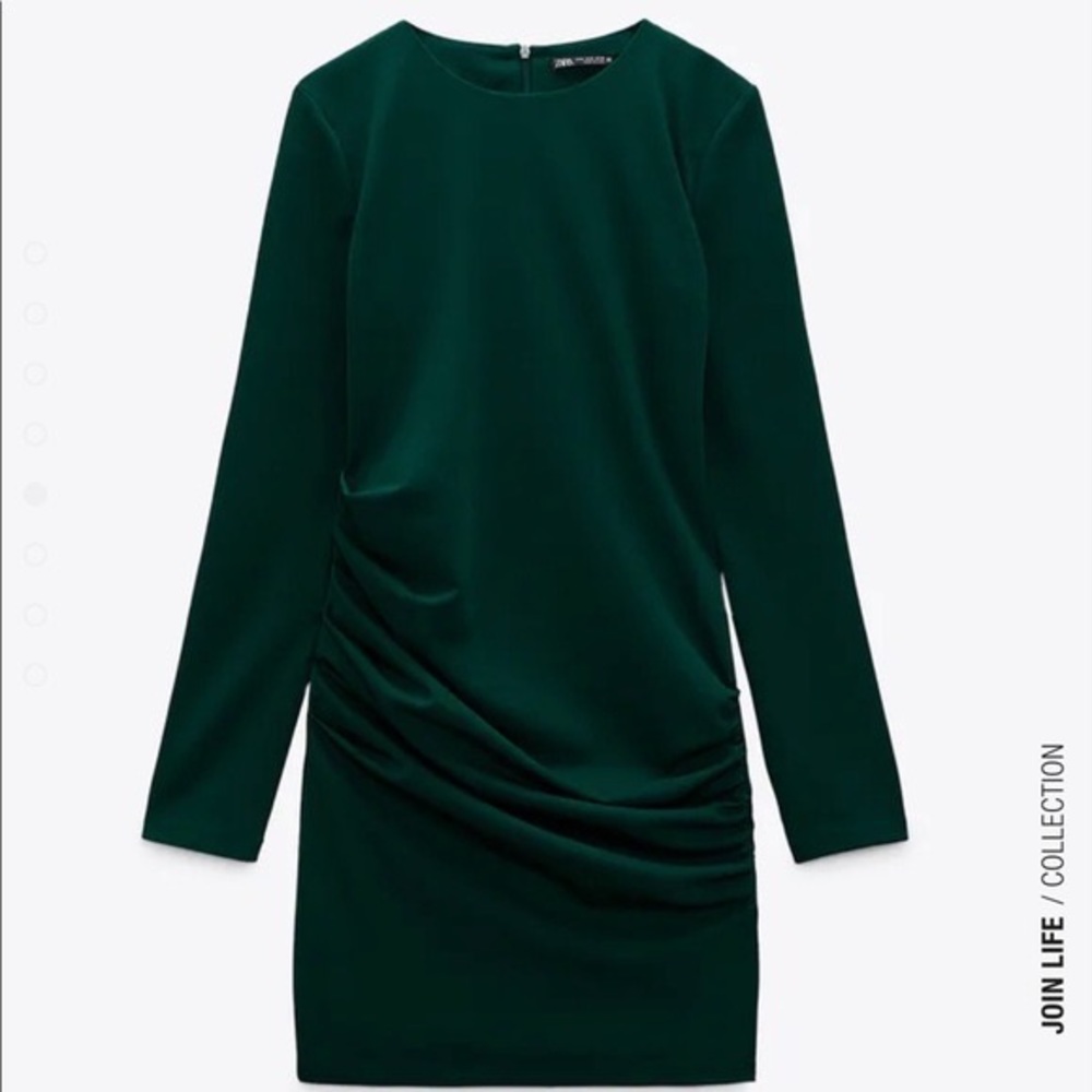 NWT ZARA Green Draped Dress Small